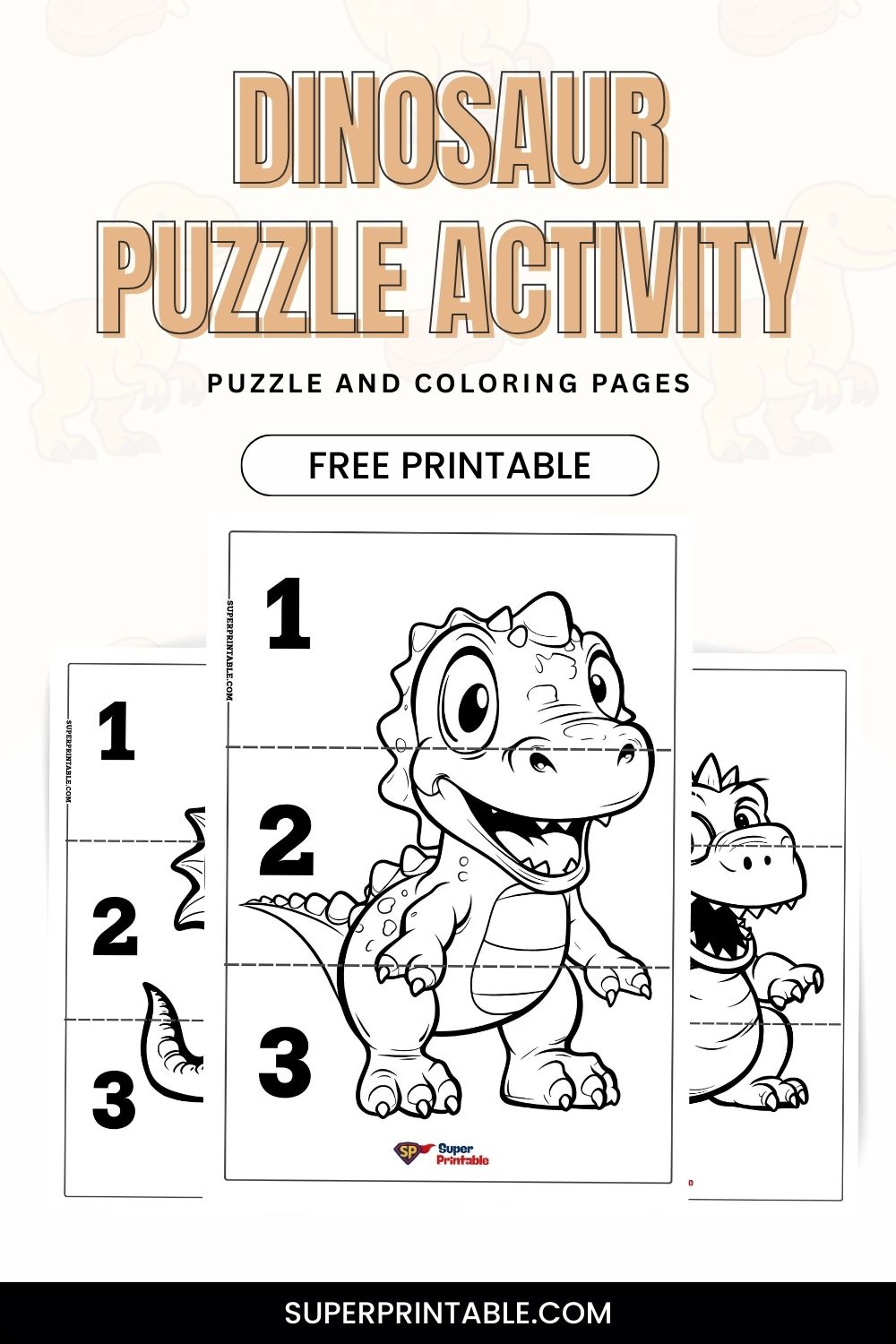 10 Dinosaur Puzzle Activity Pinterest Image