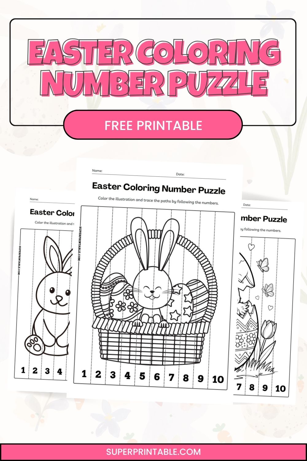 10 Easter Coloring Number Puzzle Pinterest Image