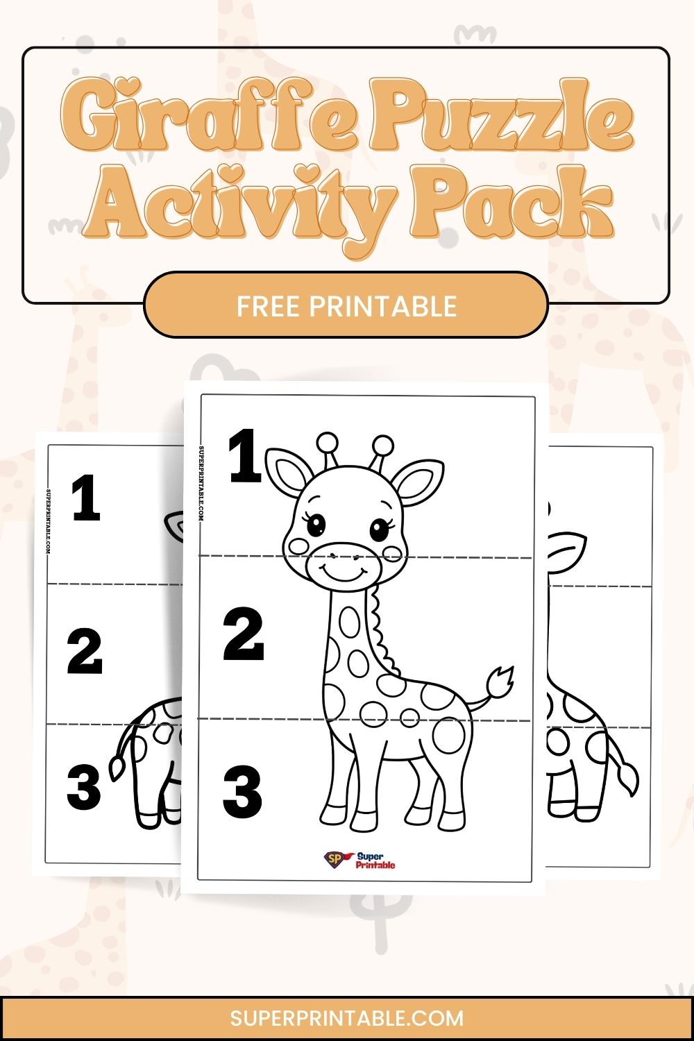 10 Giraffe Puzzle Activity Pack (Free PDF Printables)