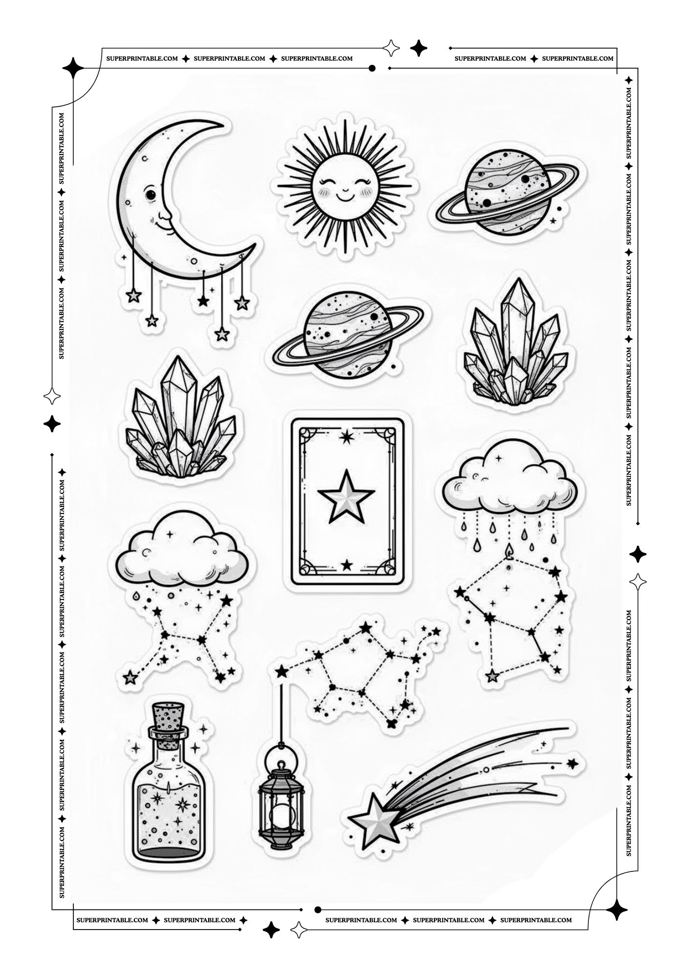 Aesthetic Sticker Coloring Pages (Free PDF Printables)