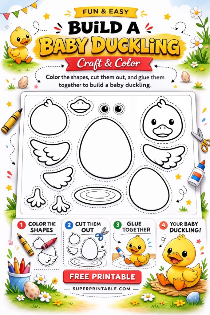 Build A Baby Duckling Craft & Color (Free PDF Printables)