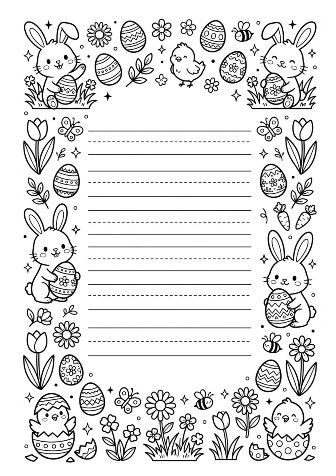 Cute Easter Writing Paper Pack for Kids (Free PDF Printables)