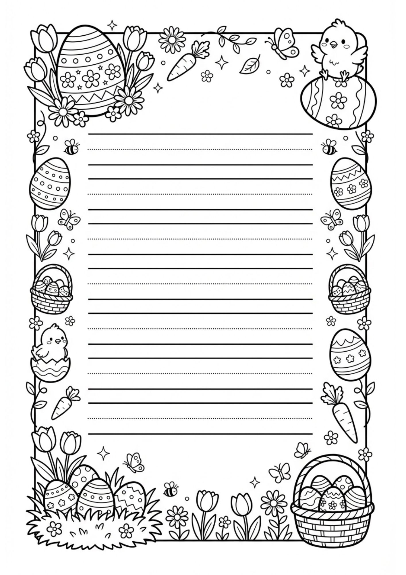 Cute Easter Writing Paper Pack for Kids (Free PDF Printables)