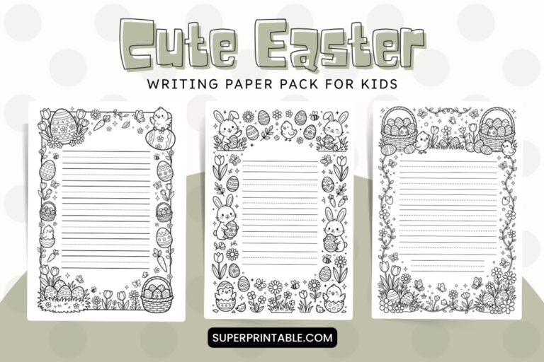Cute Easter Writing Paper Pack for Kids (Free PDF Printables)