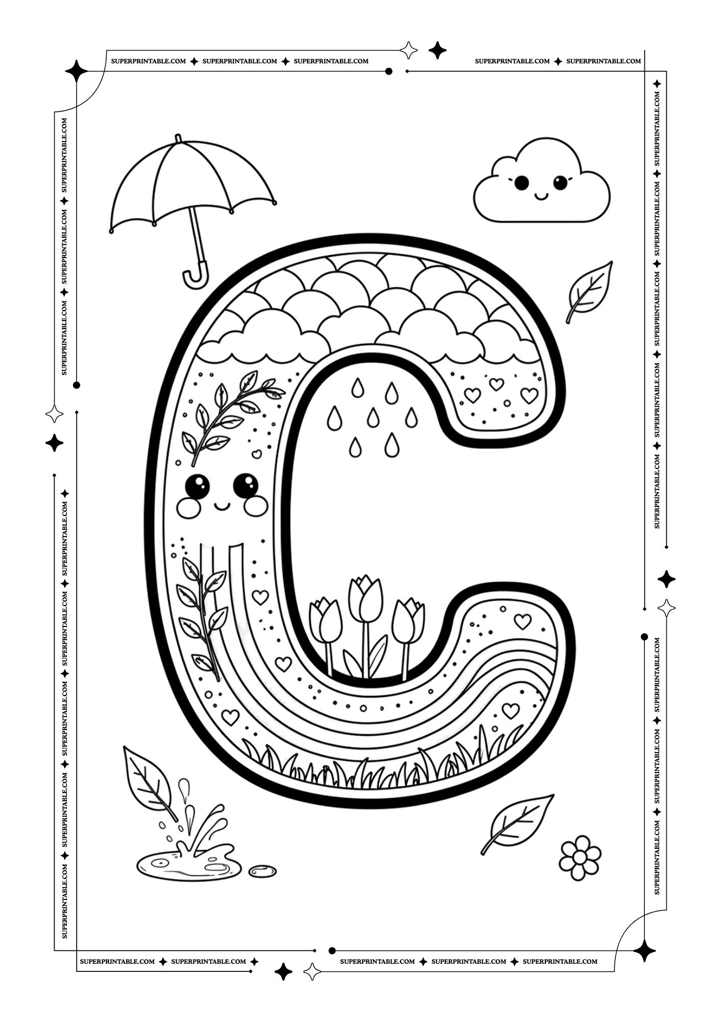 Cute March Alphabet Coloring Pages (Free PDF Printables)