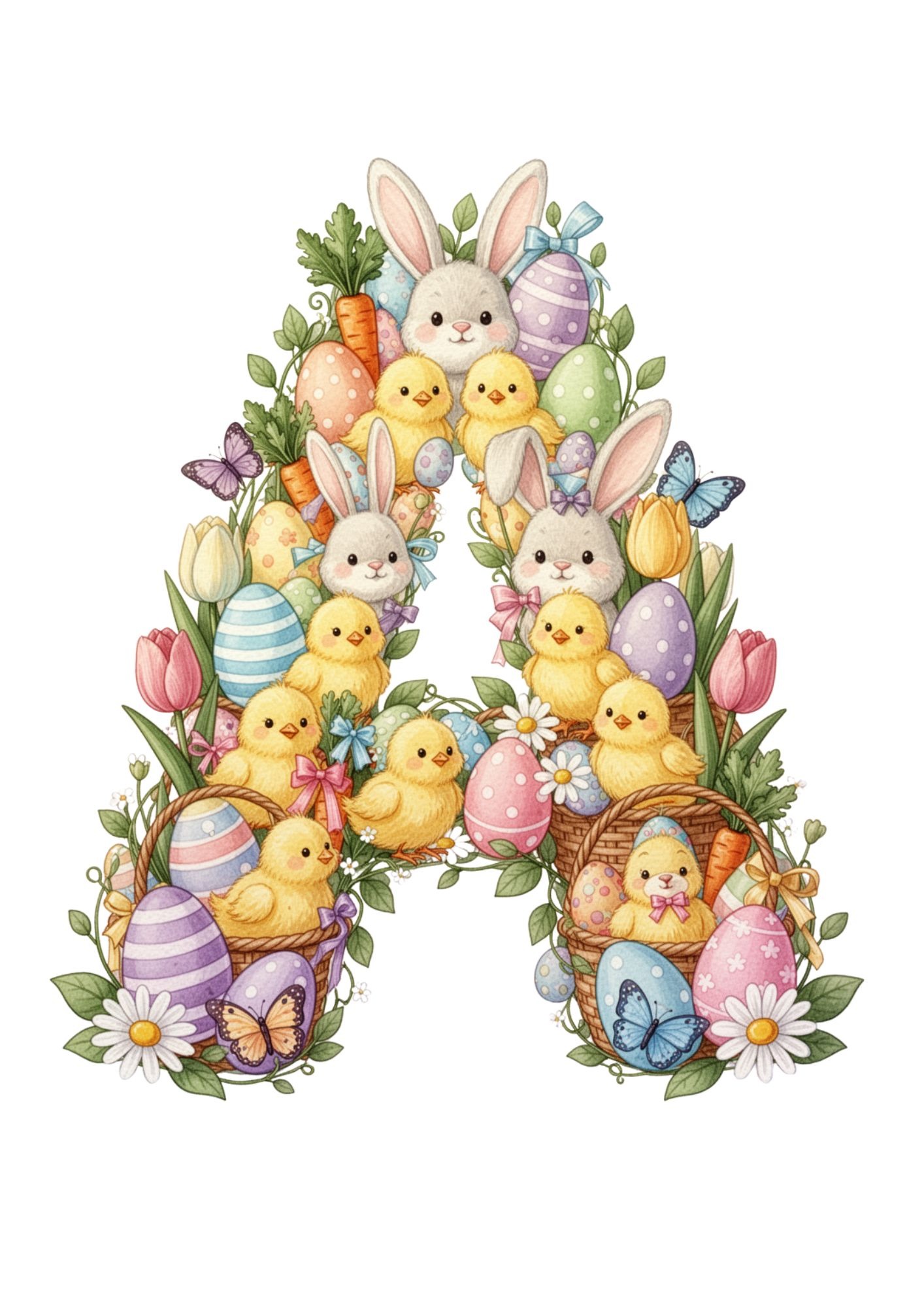 Easter Decoration Alphabet & Numbers PNG 1