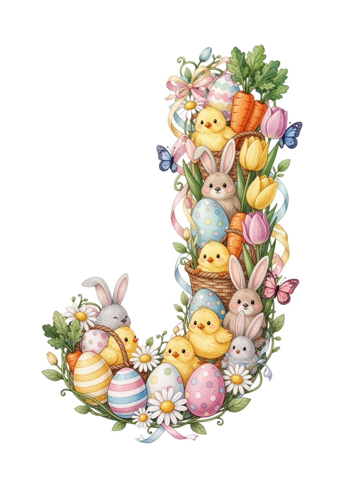 Easter Decoration Alphabet & Numbers PNG 10