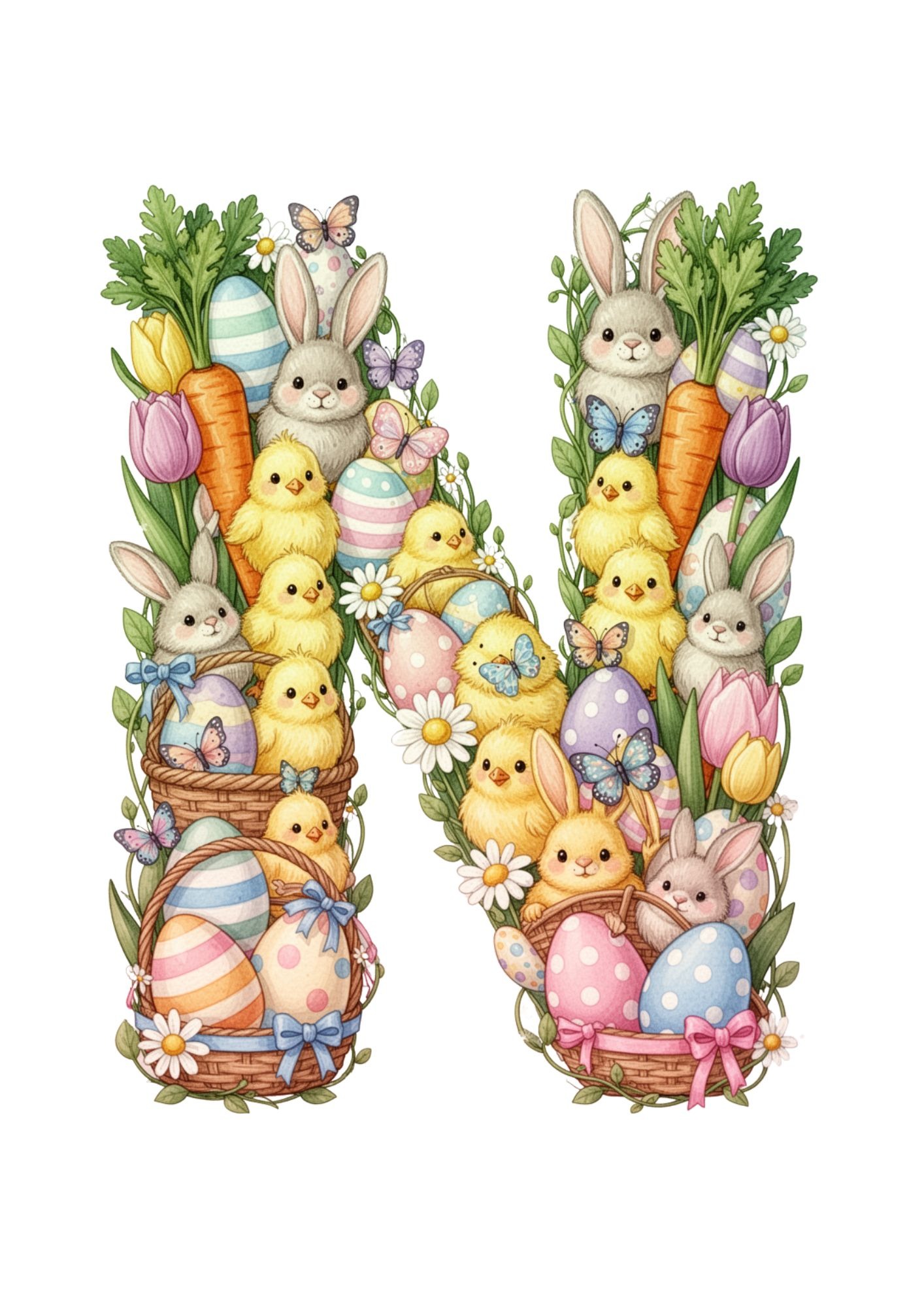 Easter Decoration Alphabet & Numbers PNG 14