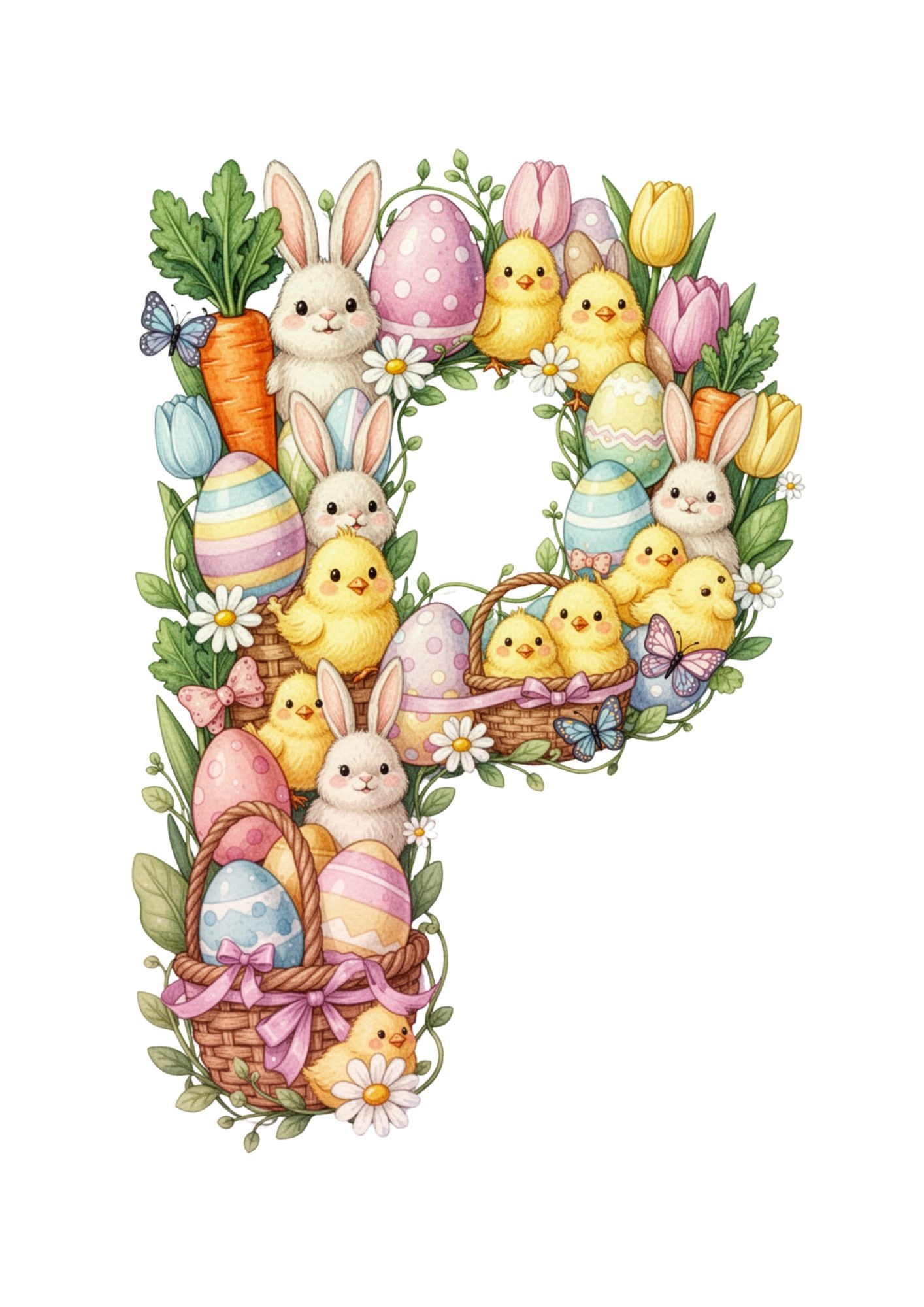 Easter Decoration Alphabet & Numbers PNG 16