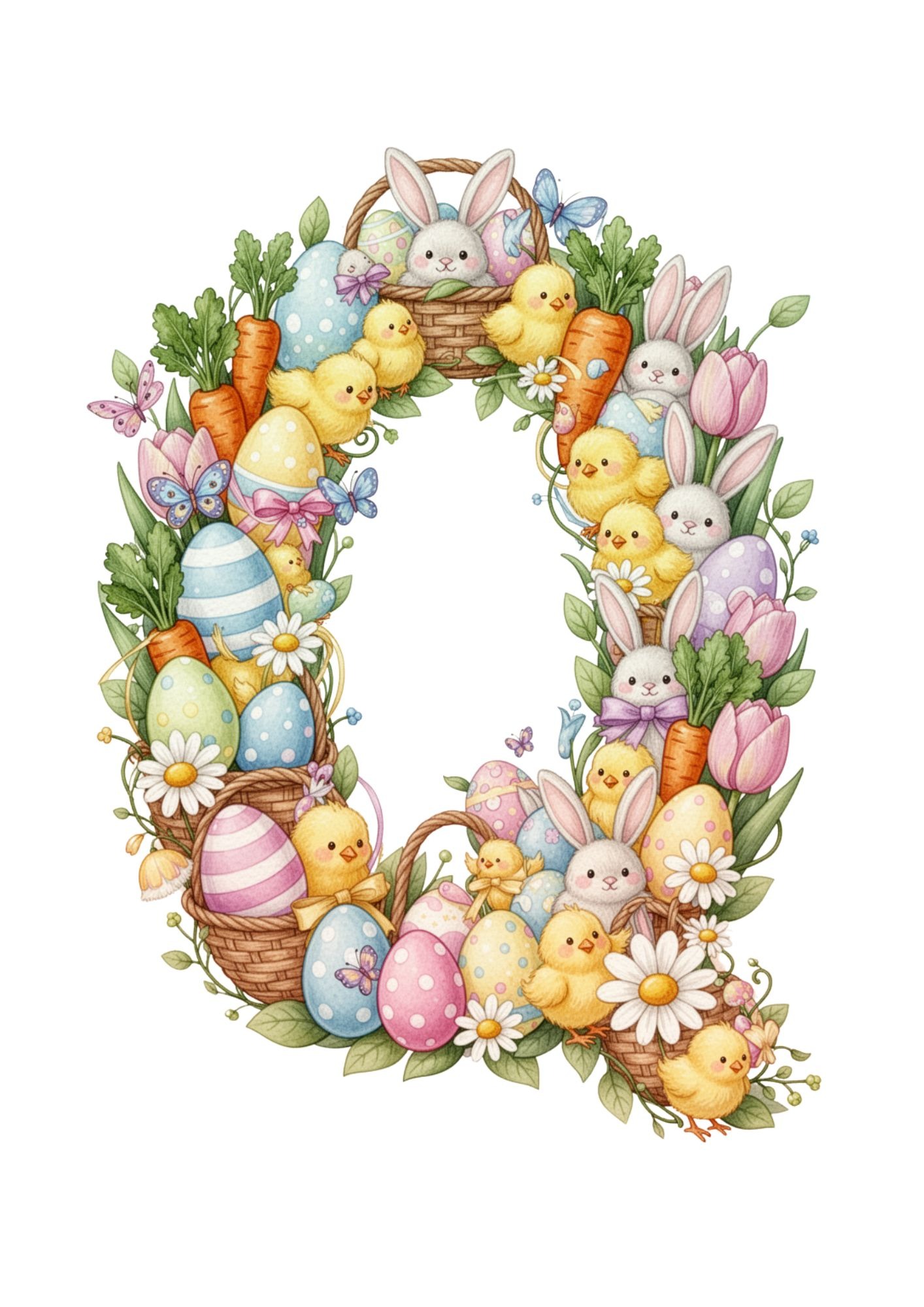 Easter Decoration Alphabet & Numbers PNG 17