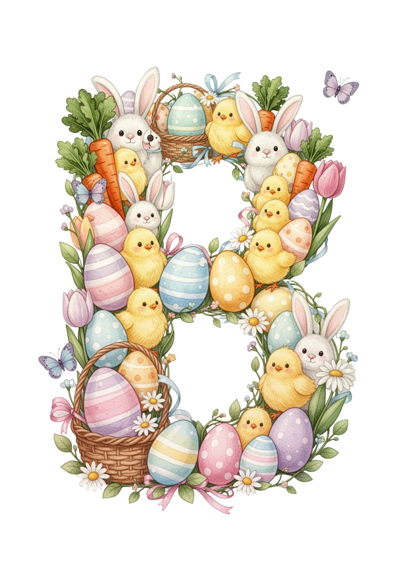 Easter Decoration Alphabet & Numbers PNG 2