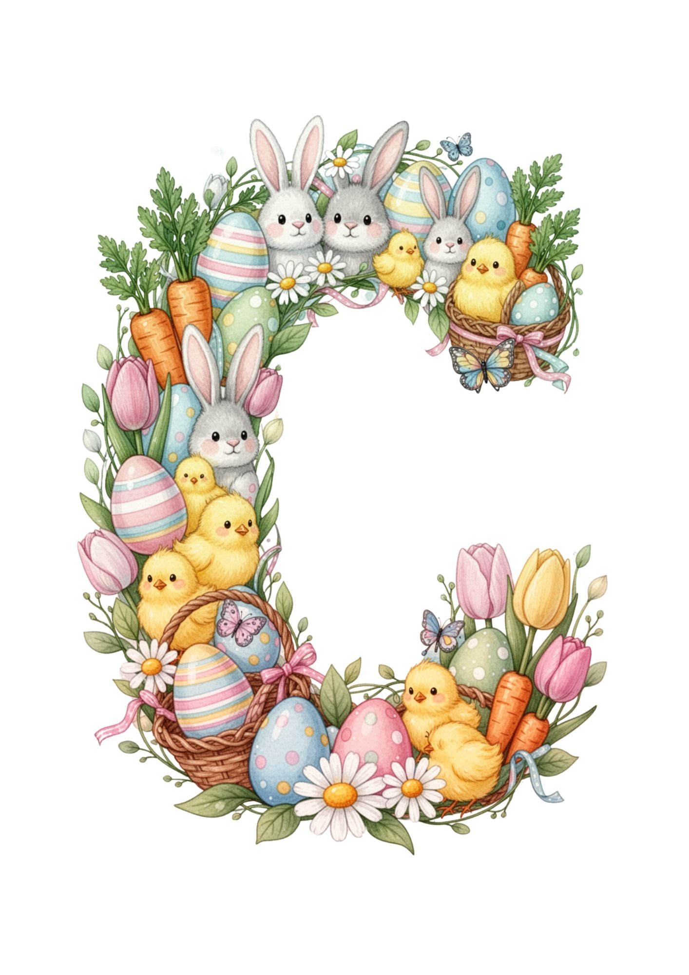 Easter Decoration Alphabet & Numbers PNG 3