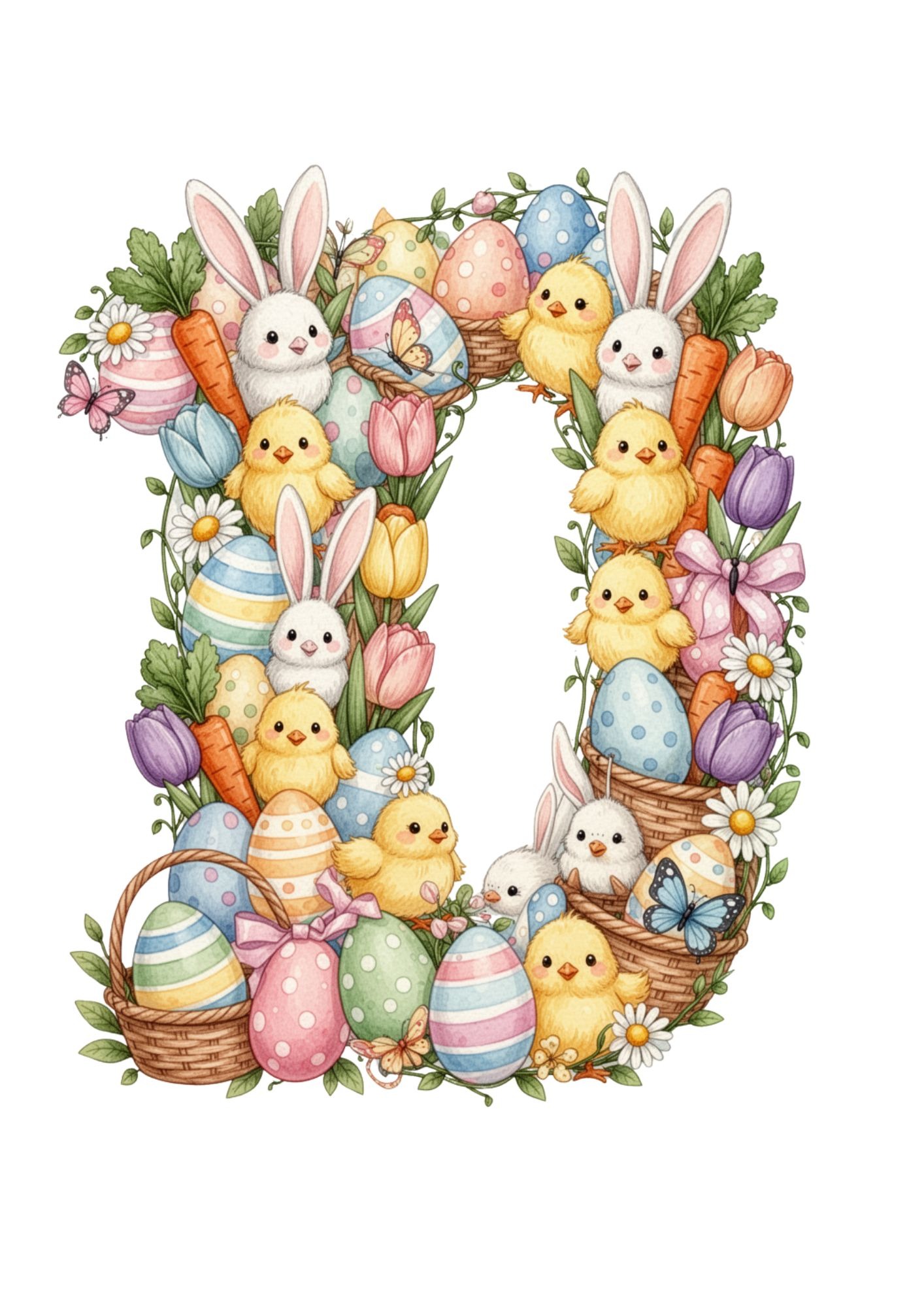 Easter Decoration Alphabet & Numbers PNG 4