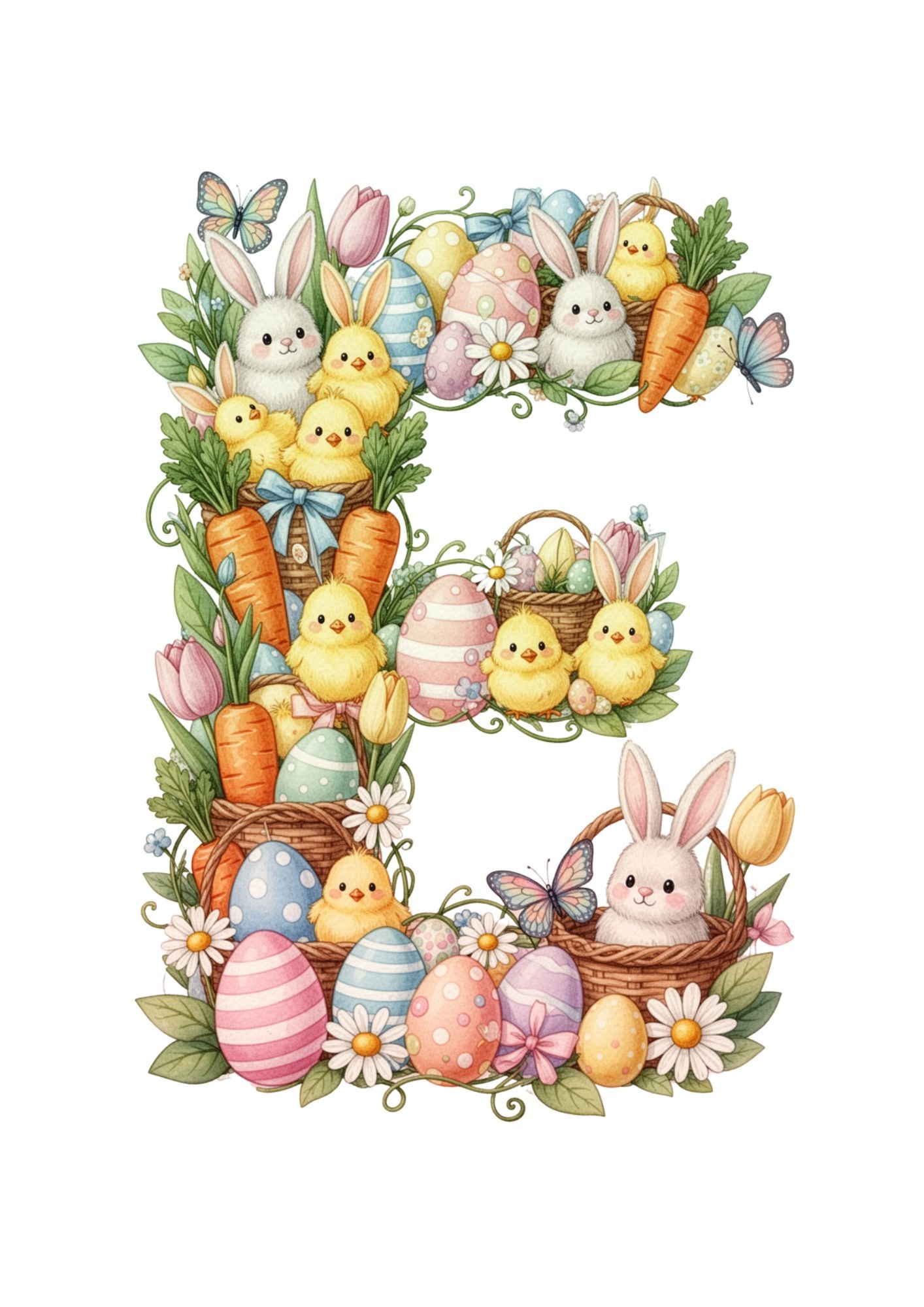 Easter Decoration Alphabet & Numbers PNG 5