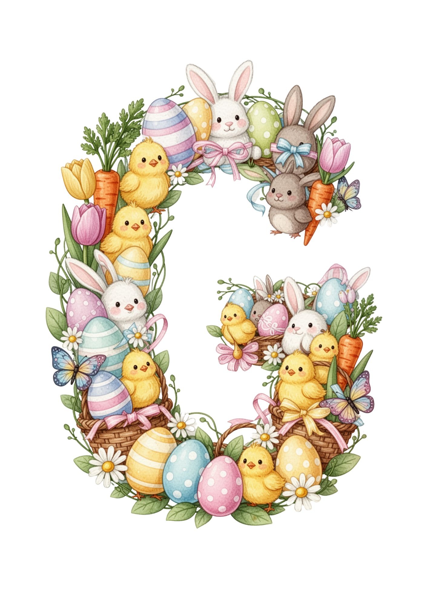 Easter Decoration Alphabet & Numbers PNG 7