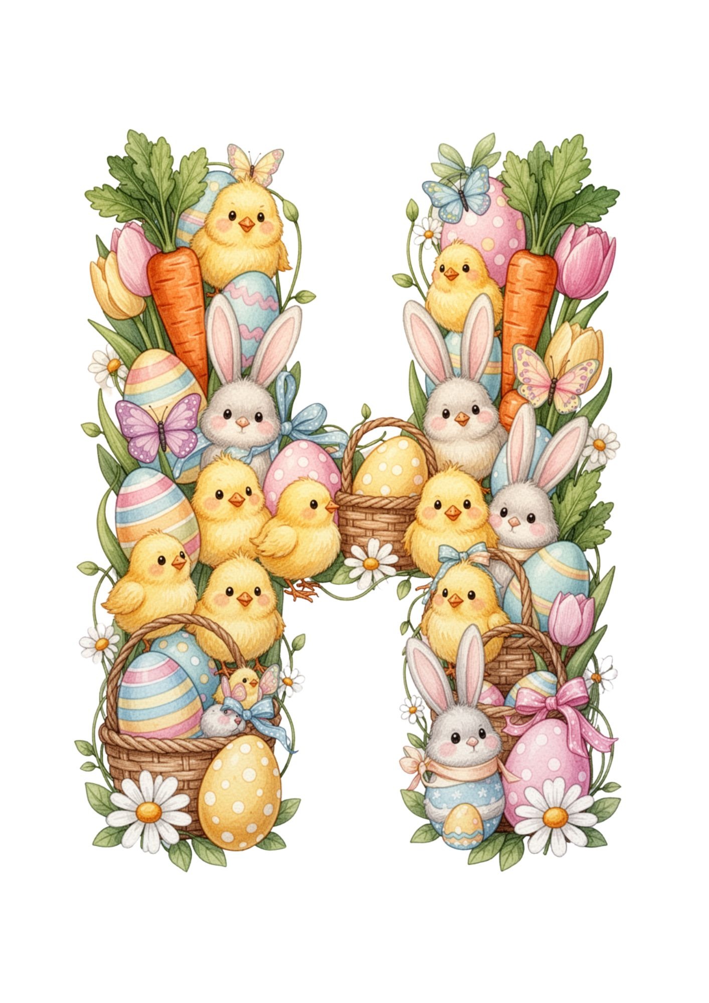 Easter Decoration Alphabet & Numbers PNG 8