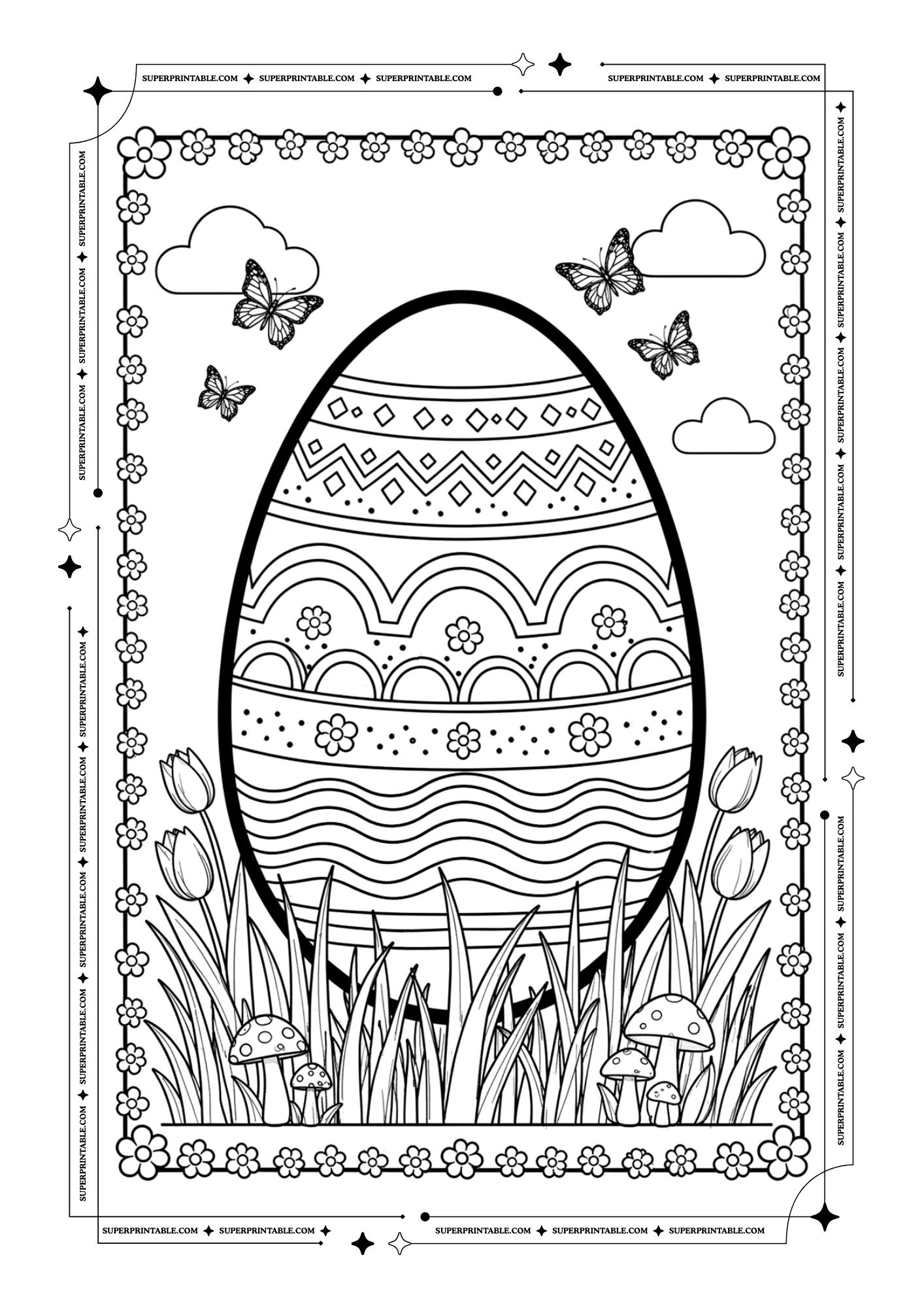 Easter Eggs Coloring Pages 2