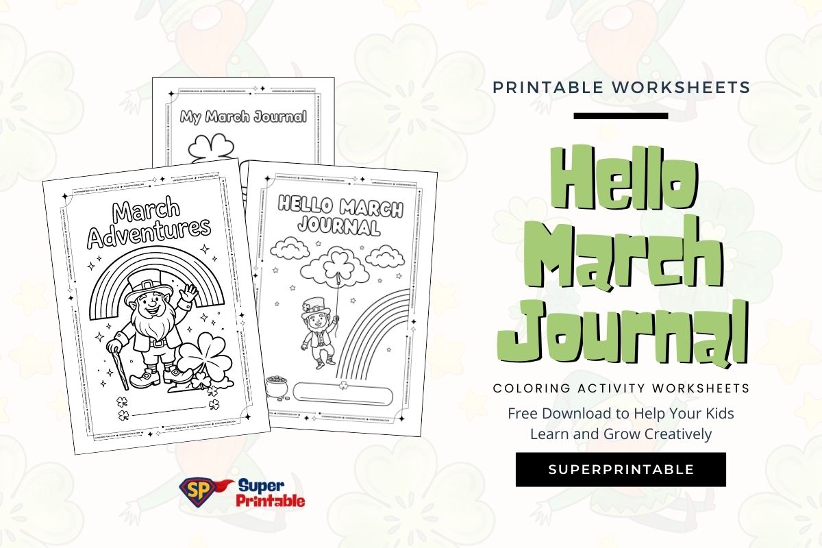 Hello March Journal Coloring Activity Worksheets