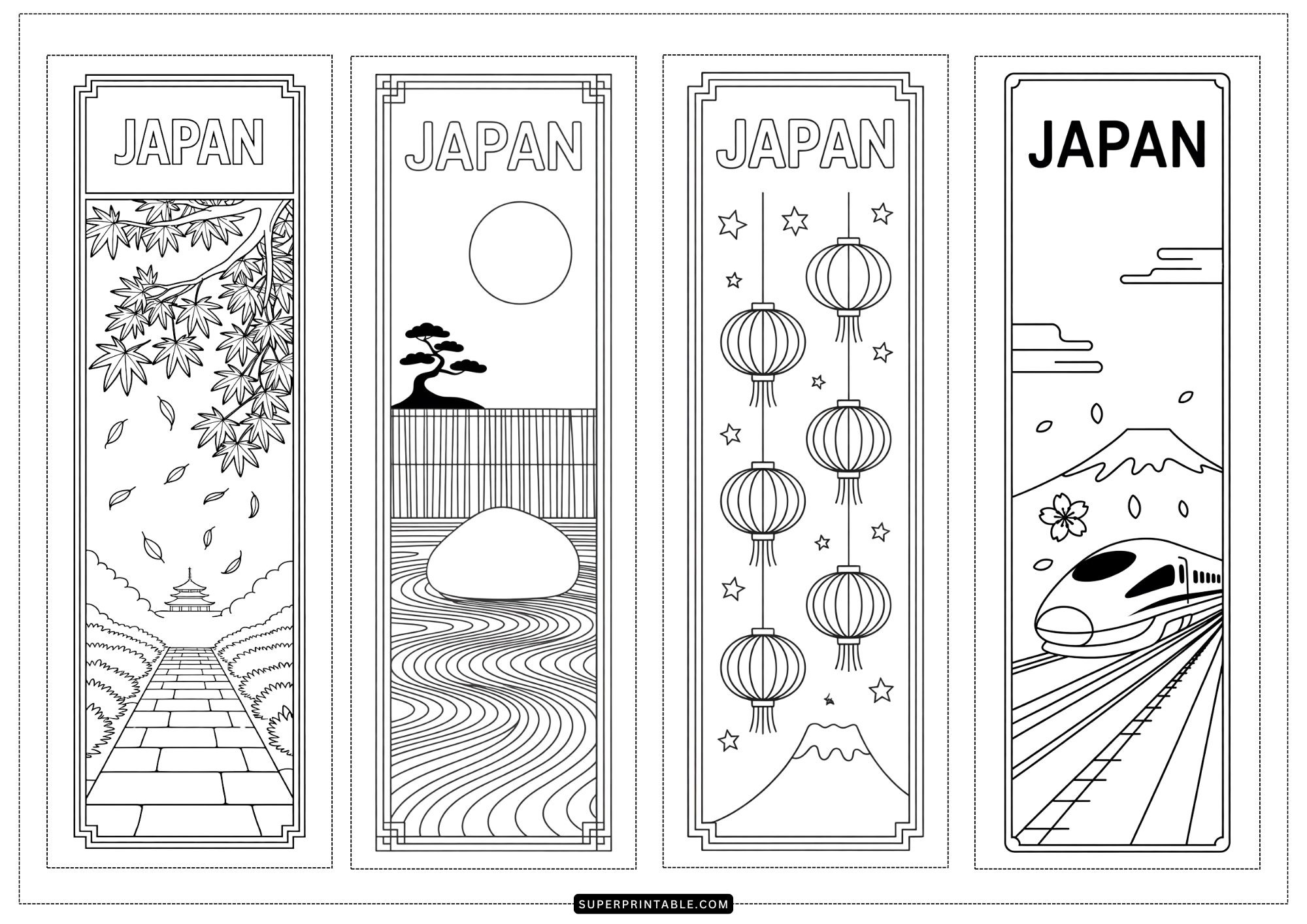 15+ Japan Coloring Bookmarks (Free PDF Printables)