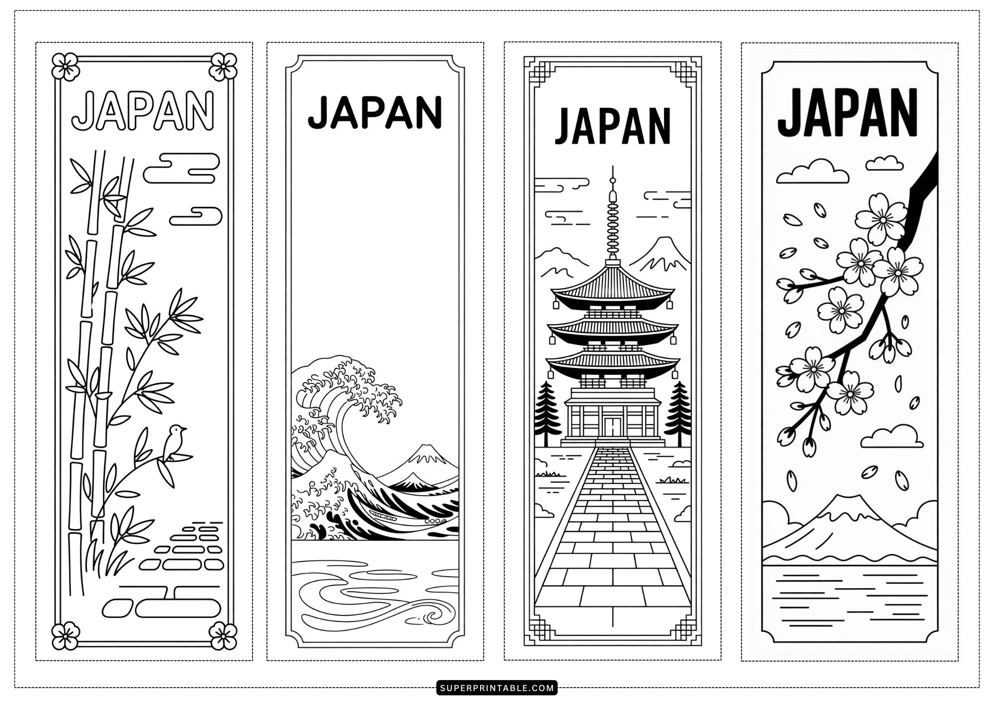 15+ Japan Coloring Bookmarks (Free PDF Printables)