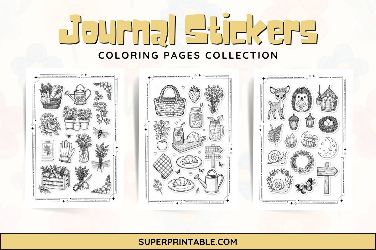 Sticker Coloring Pages Journal Stickers Coloring Pages (Free PDF Printables)