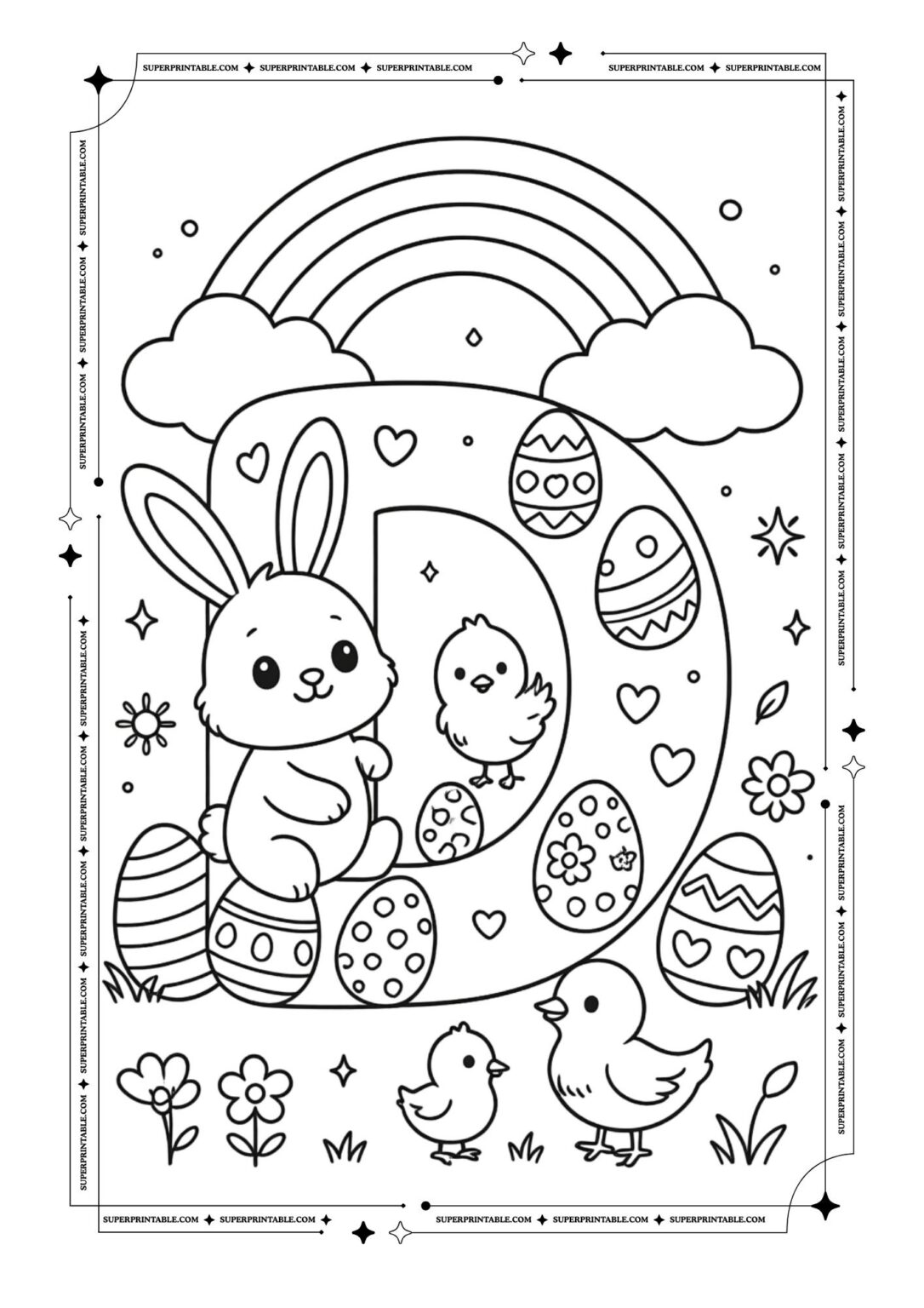 Magical Easter Alphabet Coloring Page (Free PDF Printables)