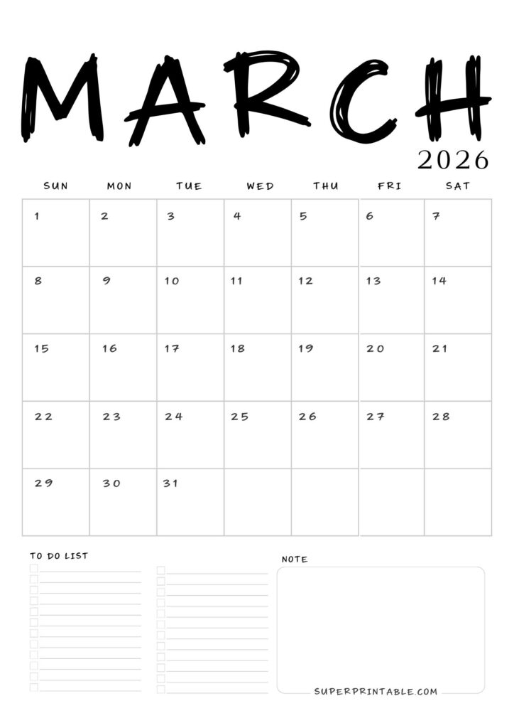 March 2026 Calendar and Planner 1
