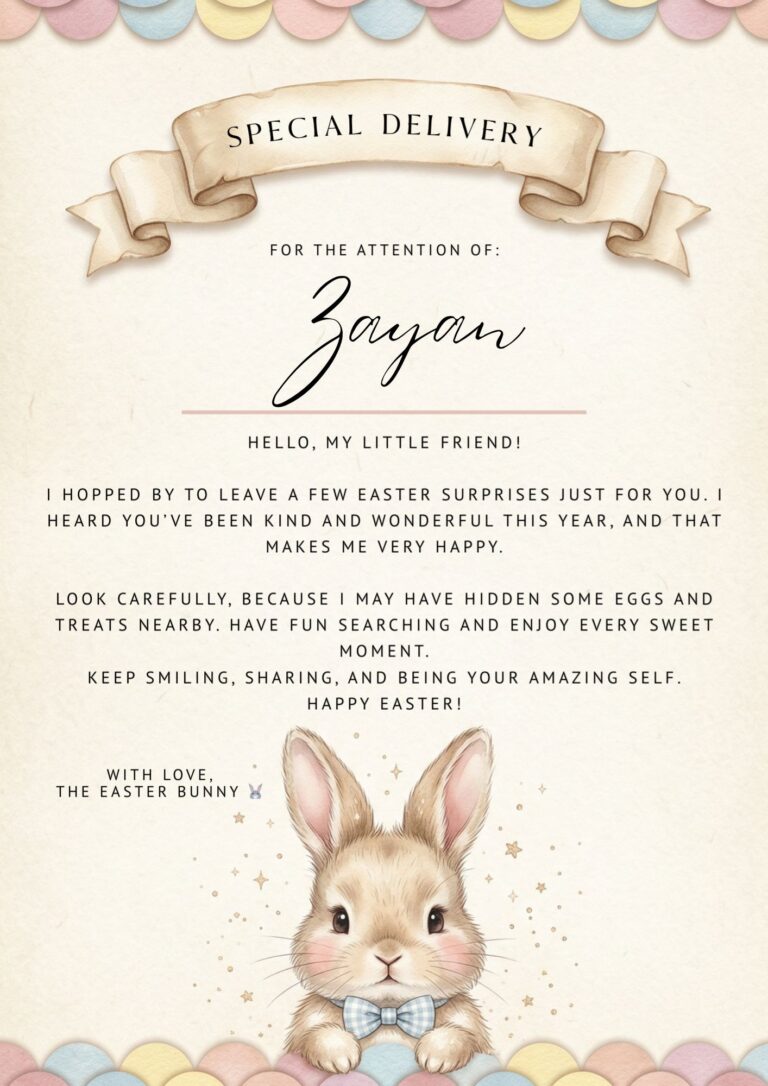 Personalized Easter Bunny Letter For Kids (Free PDF Printables)