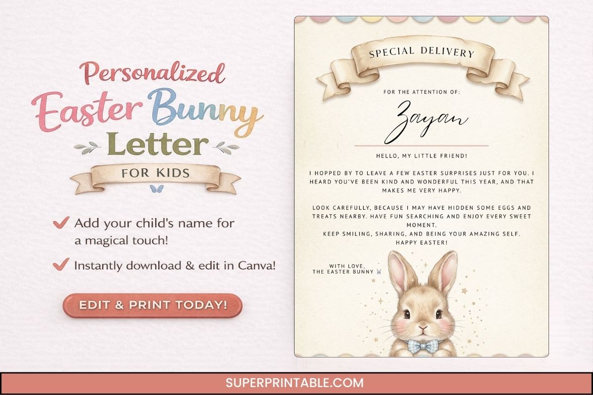 Personalized Easter Bunny Letter For Kids