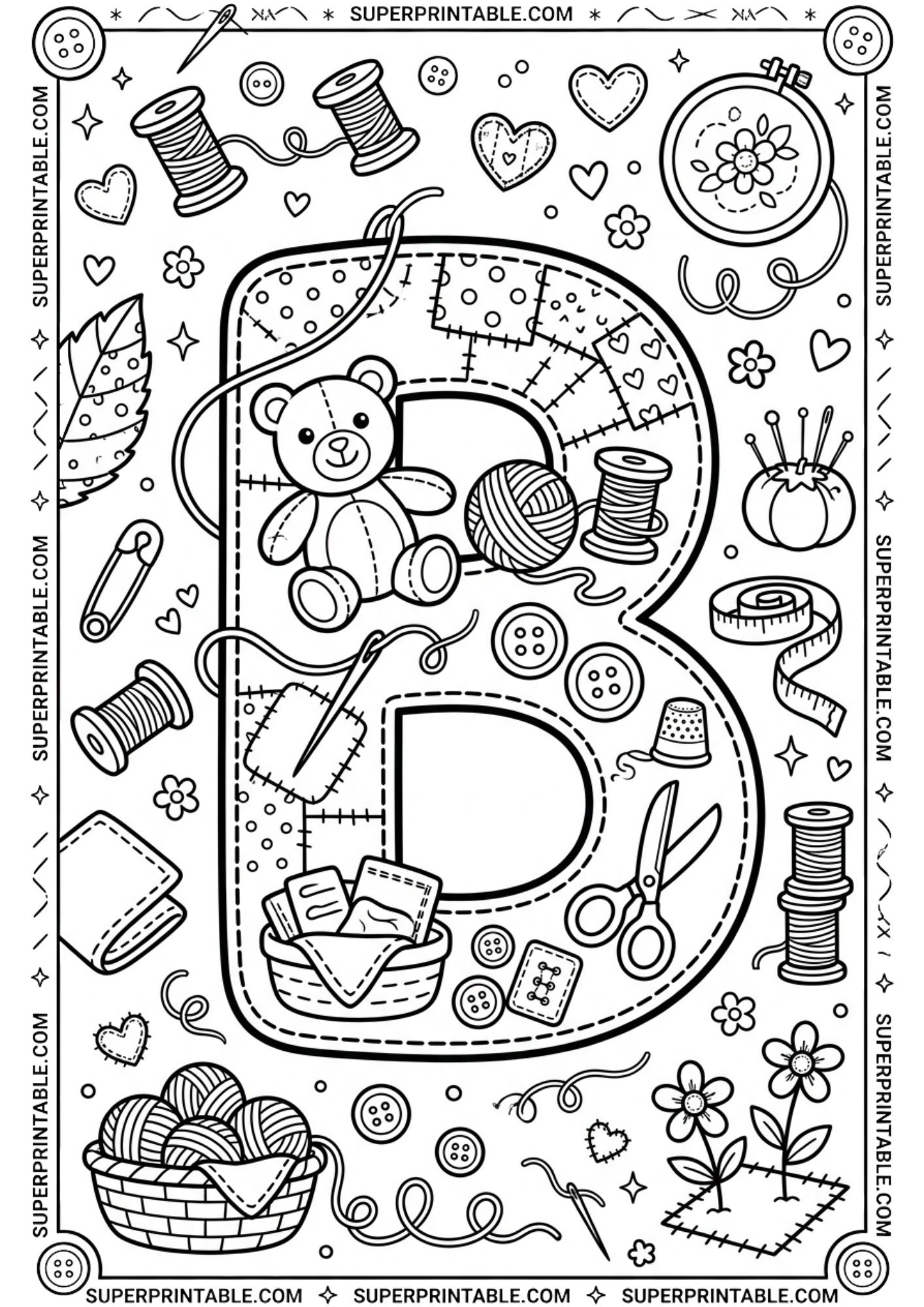 Sewing & Crafting Alphabet Coloring Pages (Free Printable PDF ...