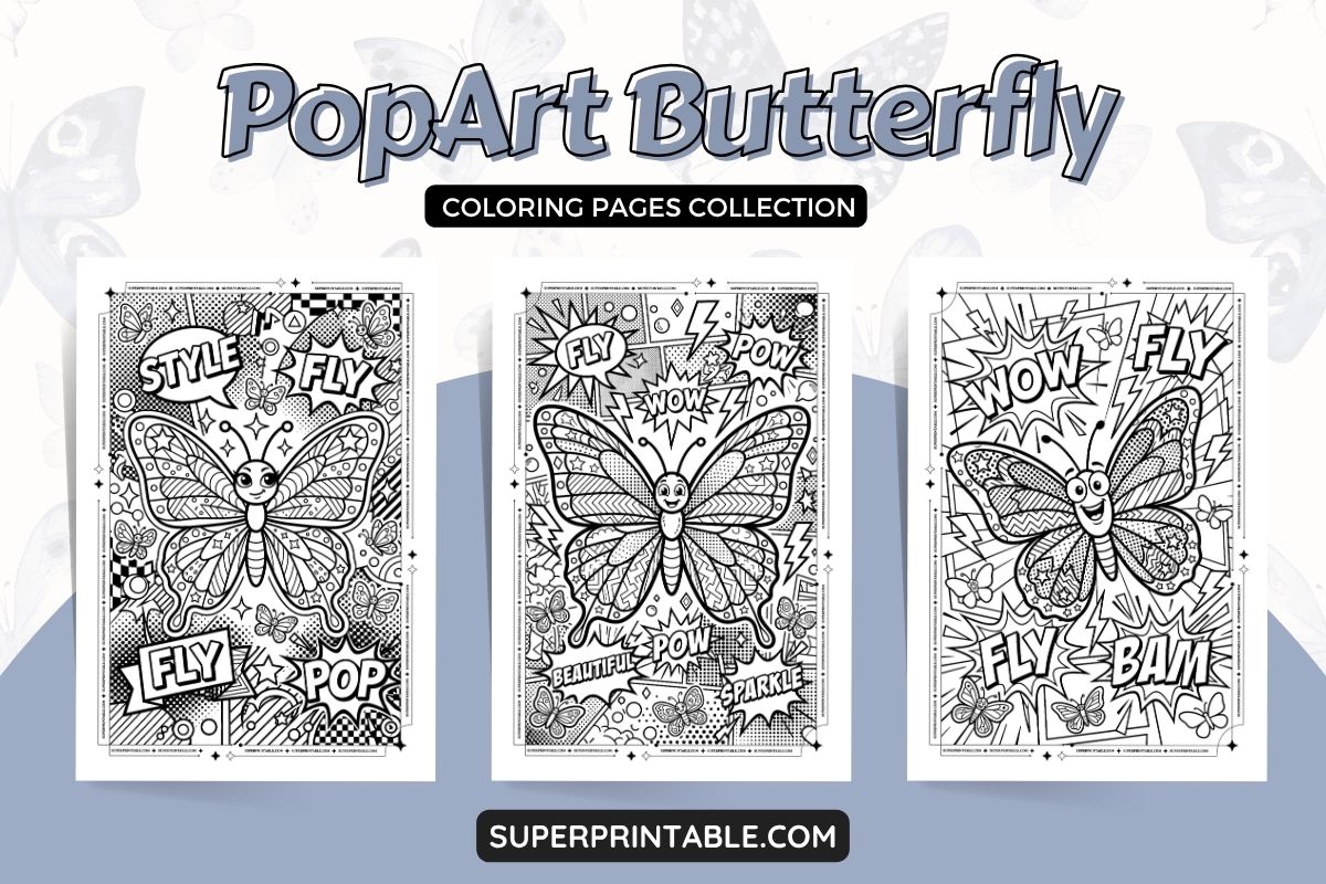 10 Pop Art Butterfly Coloring Pages