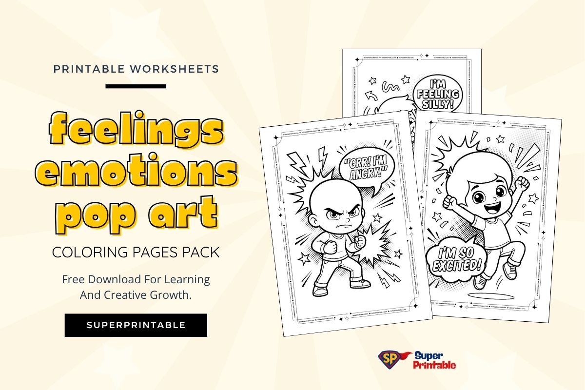20 Feelings Emotions Pop Art Coloring Pages