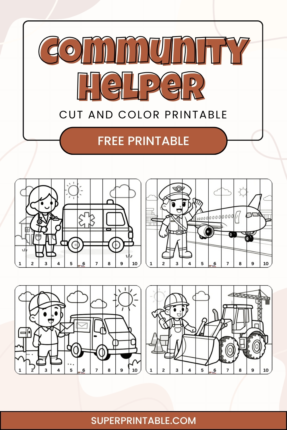 22+ Community Helper Cut and Color Pinterest Image