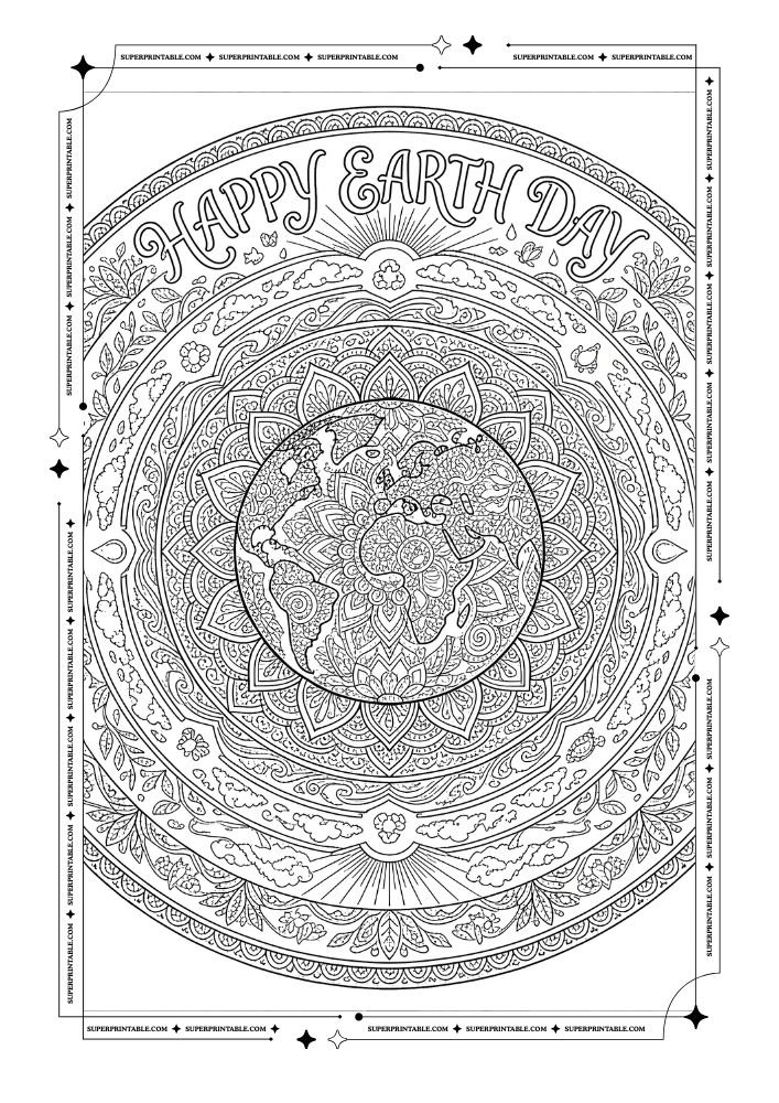 Happy Earth Day Coloring Pages (Free PDF Printables)