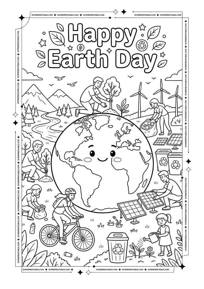 Happy Earth Day Coloring Pages (Free PDF Printables)