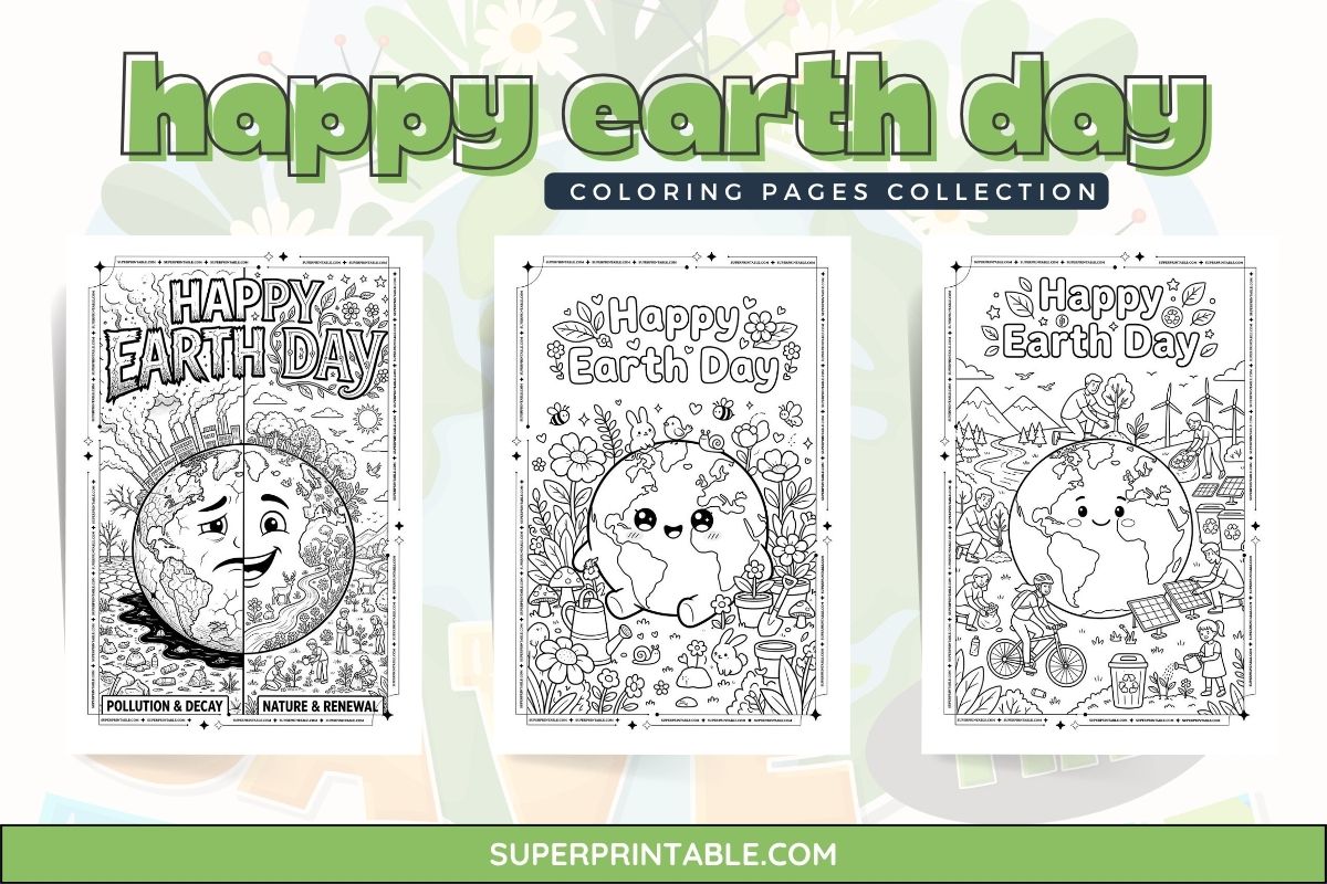 Happy Earth Day Coloring Pages (Free PDF Printables)