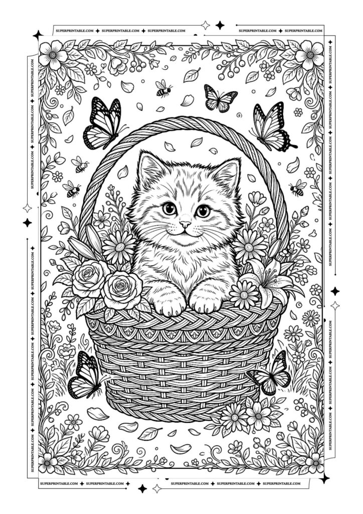 10 Kitten Coloring Pages (Free PDF Printables)