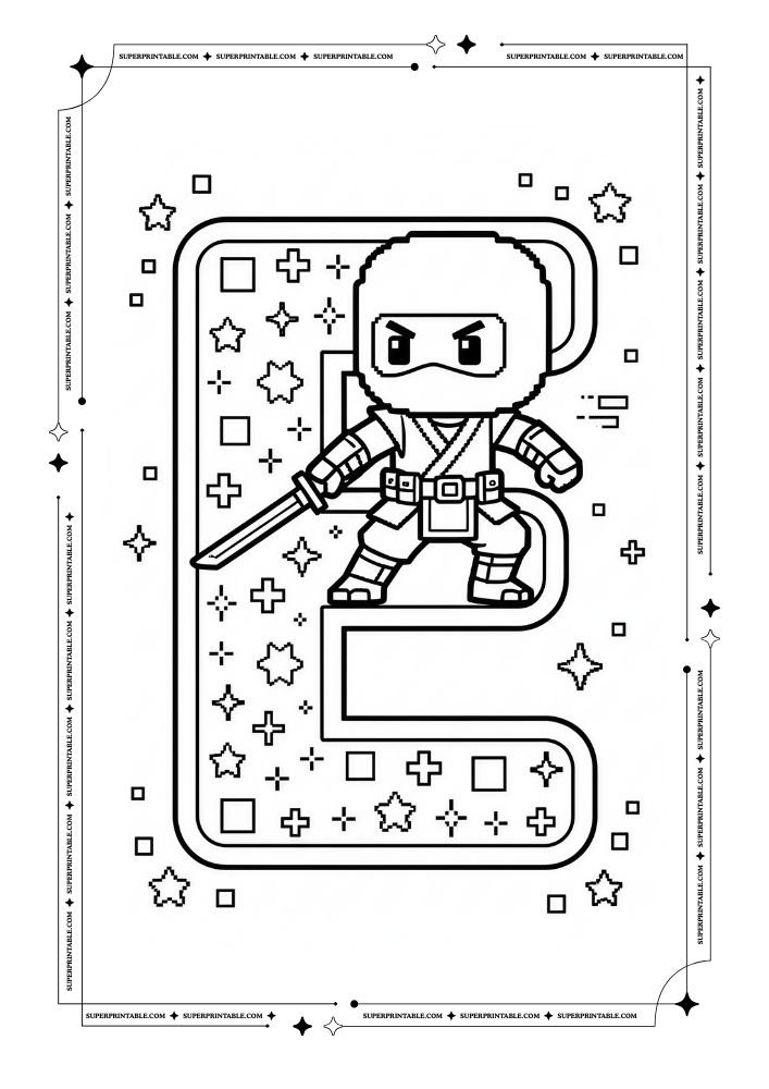 Ninja Alphabet Coloring Pages (Free PDF Printables)