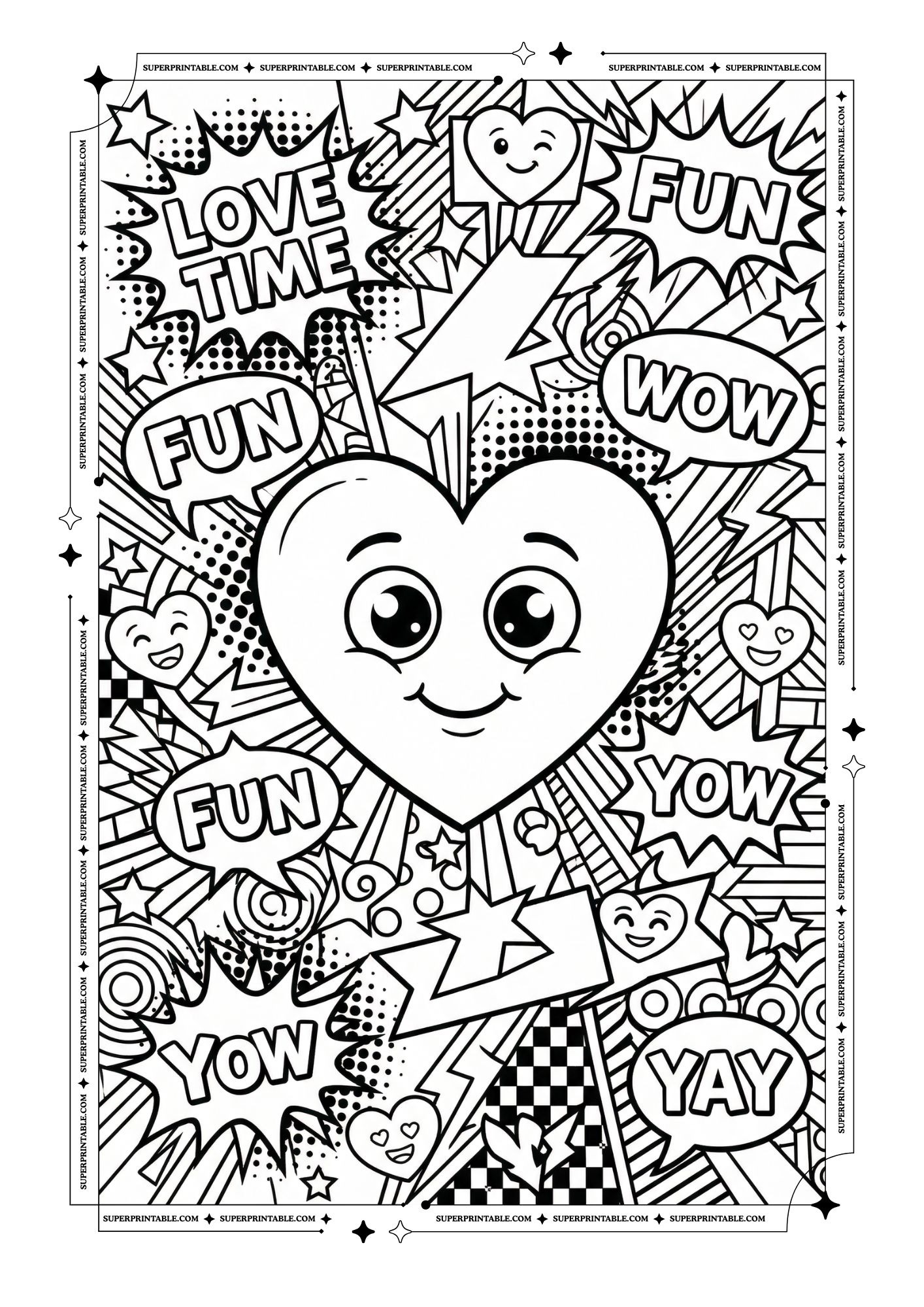 Pop Art Heart Coloring Pages 1