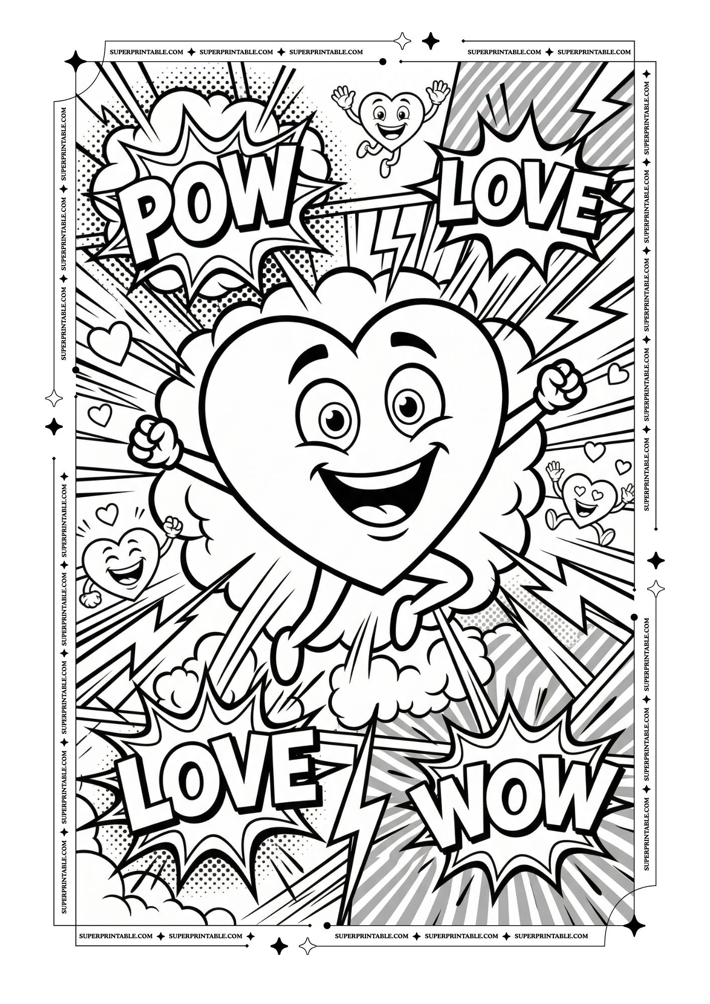 Pop Art Heart Coloring Pages 2