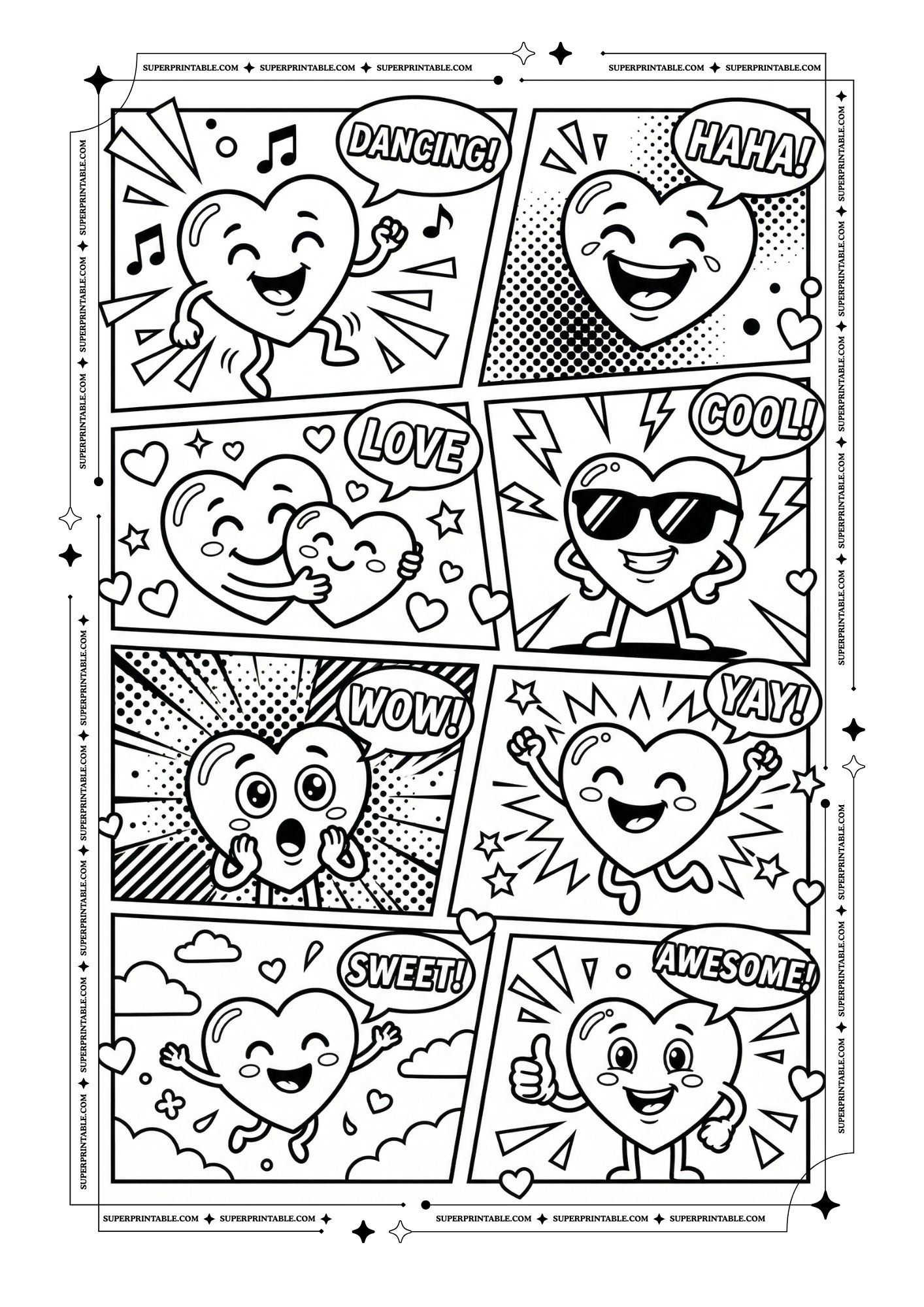 Pop Art Heart Coloring Pages 3