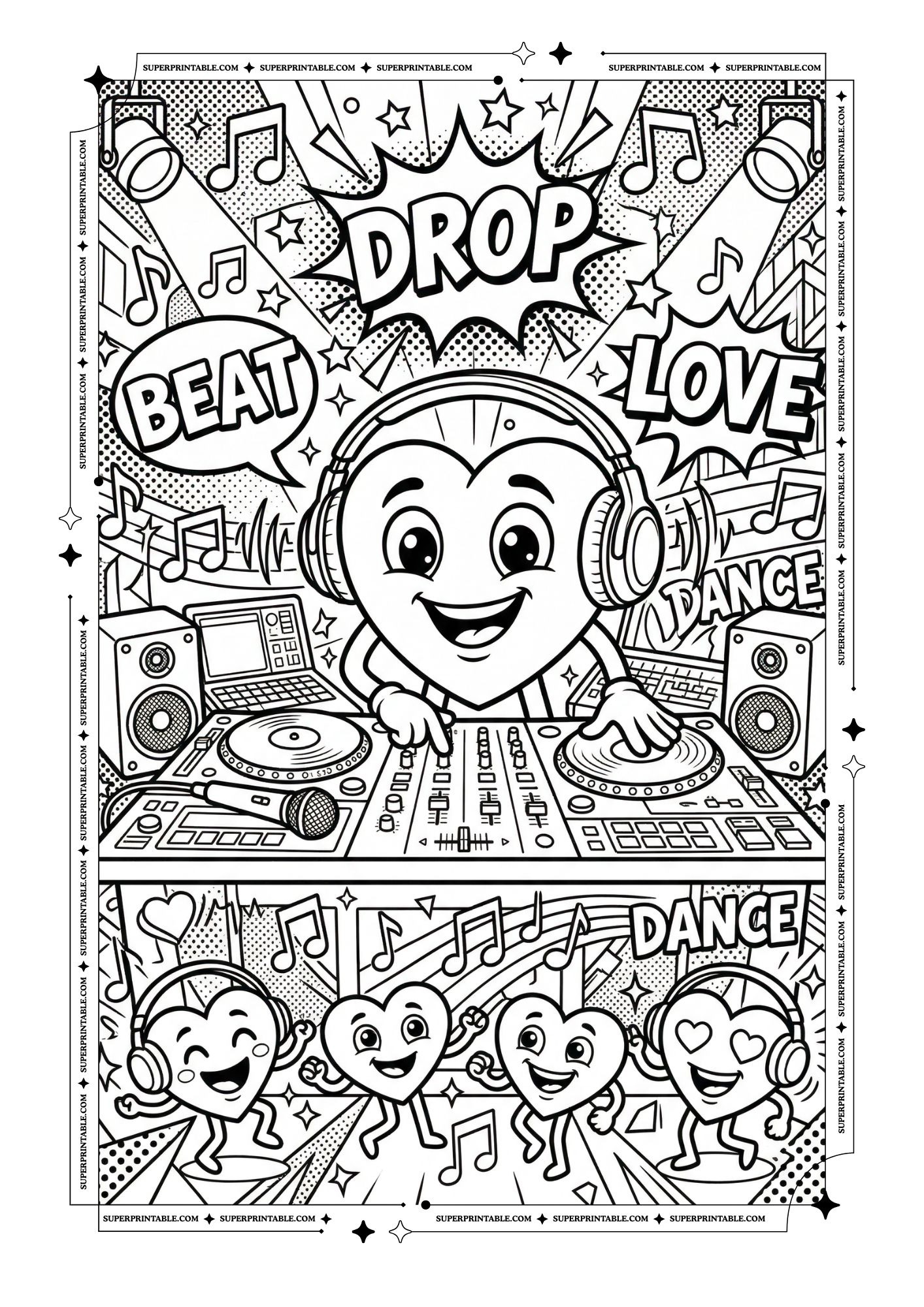 Pop Art Heart Coloring Pages 4