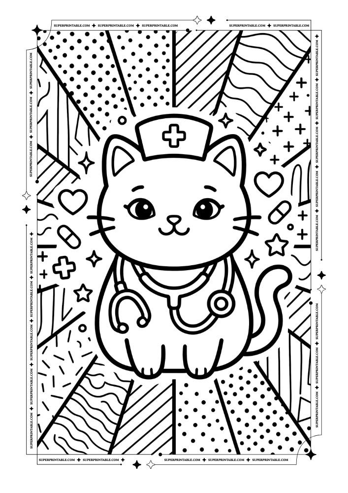Pop Art Kitty Cats Coloring Pages 3