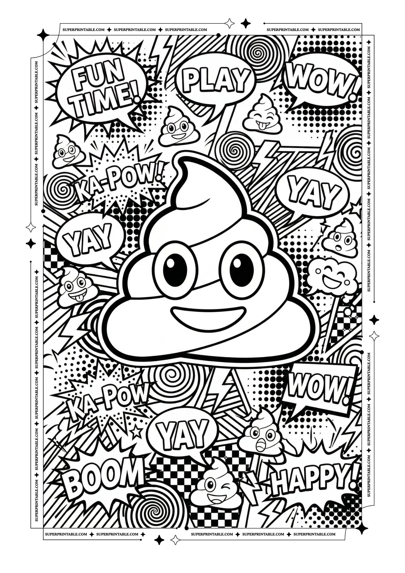 Pop Art Poop Emoji Coloring Pages 5