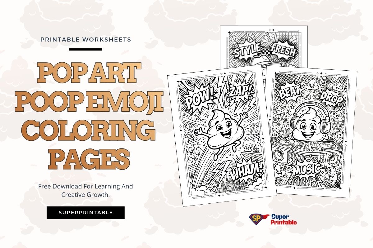 Pop Art Poop Emoji Coloring Pages
