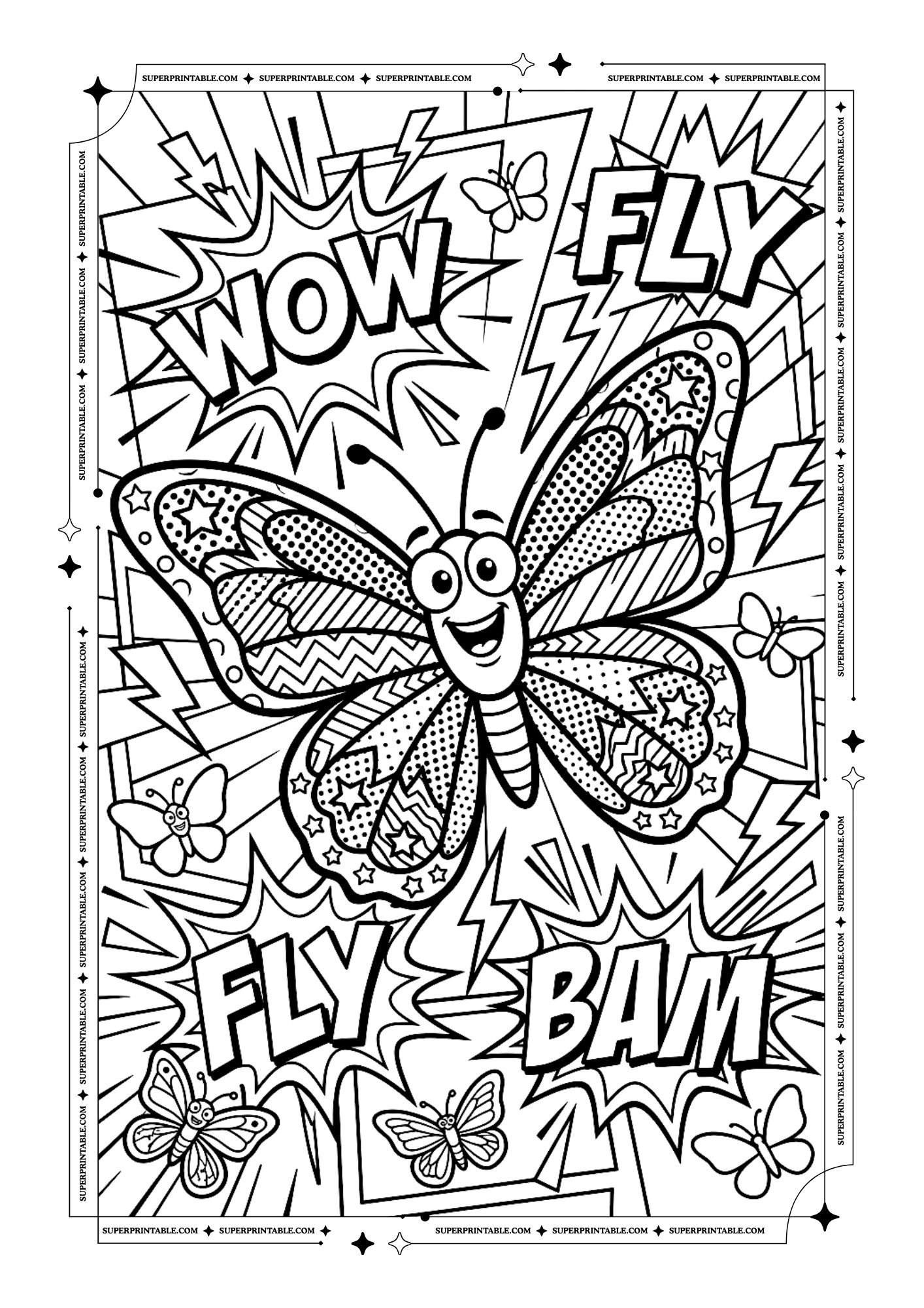 PopArt Butterfly Coloring Pages 1
