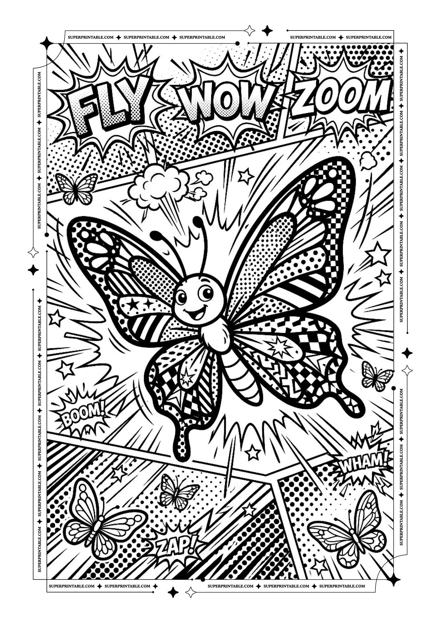 PopArt Butterfly Coloring Pages 4