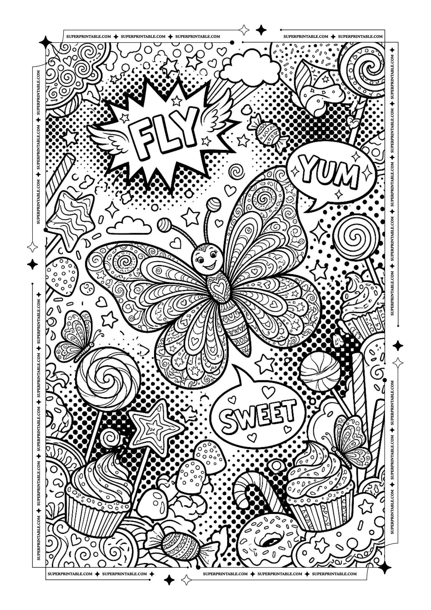 PopArt Butterfly Coloring Pages 5