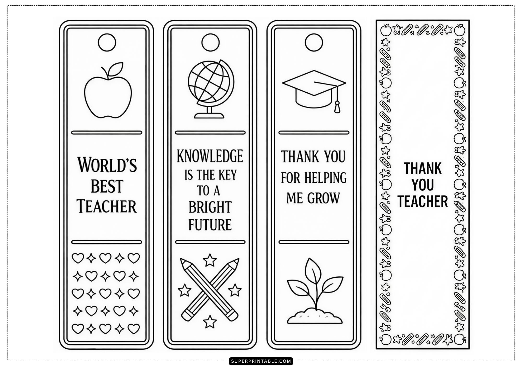 15+ Teacher Bookmarks Coloring Pages (Free PDF Printables)