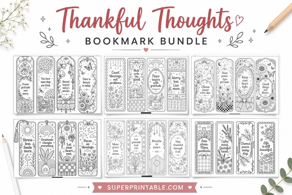20+ Thankful Thoughts Bookmark Bundle 